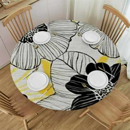

Sheronv Flowers Round Table Cover Stain Resistant and Washable Perfect for Indoor Outdoor Tablecloth Kitchen Dining Wedding Parties 100% Polyester Waterproof Fabric Table Cloth 42 -46