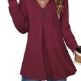 thumbnail image 3 of Sudadera con capucha para mujer, suave, cómoda, informal, holgada, con cuello en V, con capucha, manga larga, camiseta superior, 3 of 6