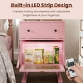 thumbnail image 3 of RoyalCraft Nightstand with LED Light Strips, Rotating Drawer & Glass Door Storage, Pink, 3 of 7