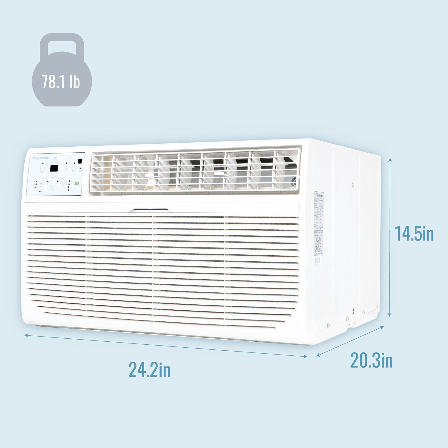 Keystone 12,000 BTU 230V Through-the-Wall Air Conditioner with Follow Me LCD Remote Control, KSTAT12-2D