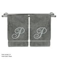 thumbnail image 2 of Monogrammed Hand Towel, Personalized Gift, 16 x 30 Inches - Set of 2 - Silver Embroidered Towel - Extra Absorbent 100% Turkish Cotton- Soft Terry Finish - for Bathroom, Kitchen and Spa- Script P Gray, 2 of 3