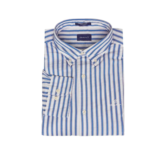GANT Blue Lagoon Tech Prep Textured Stripe Slim Button Down 3008322 Size M