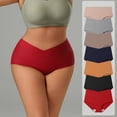 thumbnail image 4 of Women No Show Stretch Panties V Cut Waistband Smooth Seamless Yoga Training Underwear Red M, 4 of 5