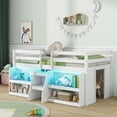 thumbnail image 4 of Canddidliike Twin Size Loft Bed with LED Lights with Staircase and Safety Guardrail-White, Bed Frame Full, 4 of 10