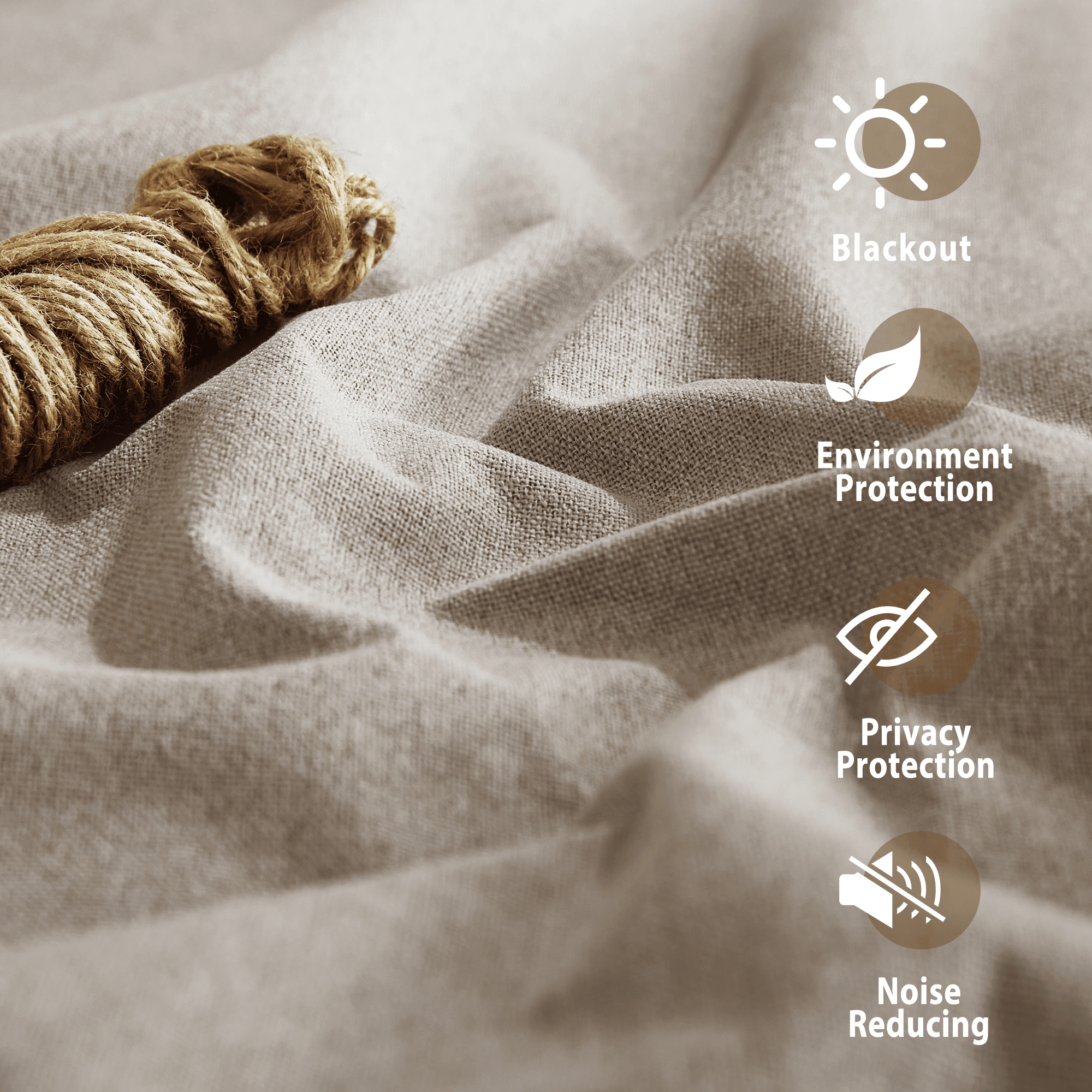 NICETOWN 100% Blackout Linen Curtains, Linen Texture Thermal Insulated Window Curtains Energy Efficient Assure Privacy Grommet Window Treatments for Home Office, Cappuccion, 52"x84", 2 Panels