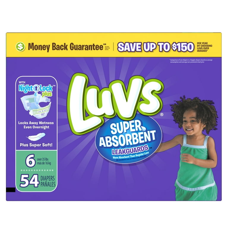 Luvs Super Absorbent Leakguards Newborn Diapers Size 6 54 count