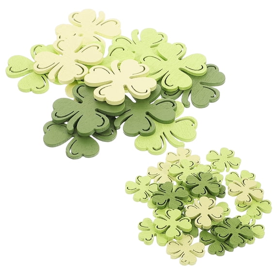 Masteelf 100PCS Wooden Shamrock Confetti St Patrick's Day Decorations Irish Wood Slices for Home and Table