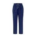 thumbnail image 3 of DDAPJ pyju Scrub Pants for Men Drawstring Waist Straight Leg Pants Stretch Working Uniform Bottom with Pockets Dark Blue XXL, 3 of 8