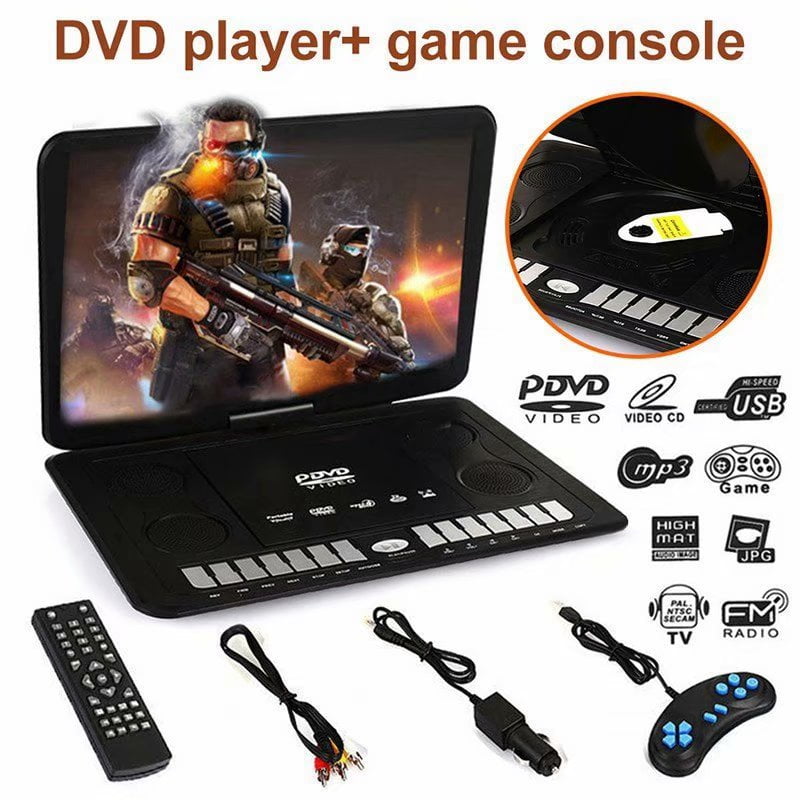 Victsing 13 9 Inches Portable Mobile Dvd Hd Player 270 Swivel Screen With Game Fm Tv Function Black Walmart Com
