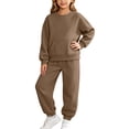 thumbnail image 2 of Gamivast 2 Piece Sweatsuit Outfit for Girl Long Sleeve Pullover Hoodie Sweatpants Tracksuit Set Casual Activewear Jogger Set Brown 10 Years, 2 of 6