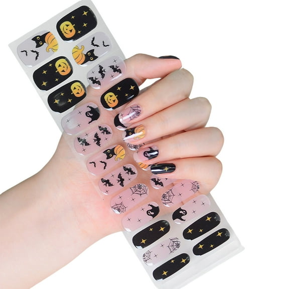 Semi Cured Gels Nails Stickers Glow in Dark Nails Polish Strips Halloween Nails Strips Nails Art Decortion