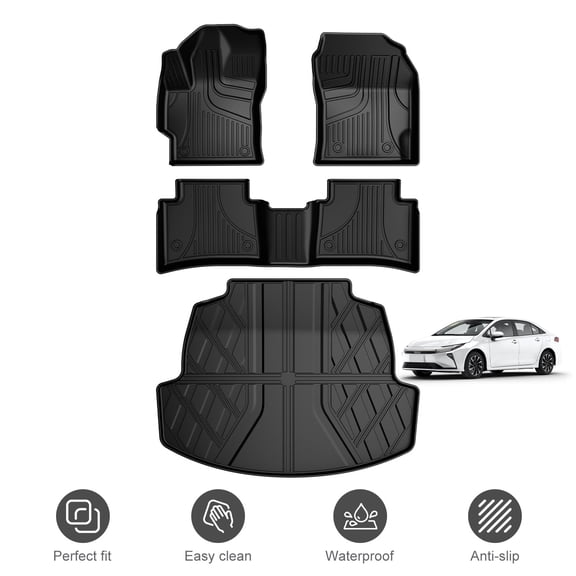 Fit for Toyota Corolla/Corolla Hybrid Sedan2020-2026 (Not Fit Corolla Cross/Hatchback) All Weather TPE Floor Mats and Trunk Mat