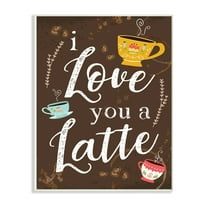 The Stupell Home Decor Collection I Love You A Latte Coffee Cups Chalkboard Look Oversized Wall Plaque Art, 12.5 x 0.5 x 18.5