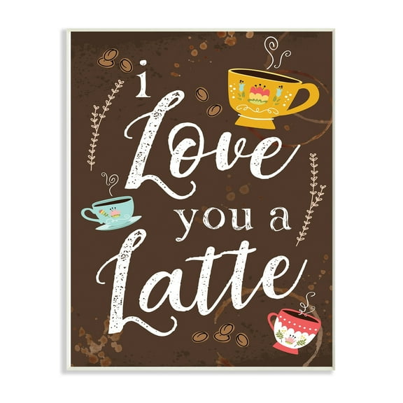 The Stupell Home Decor Collection I Love You A Latte Coffee Cups Chalkboard Look Oversized Wall Plaque Art, 12.5 x 0.5 x 18.5