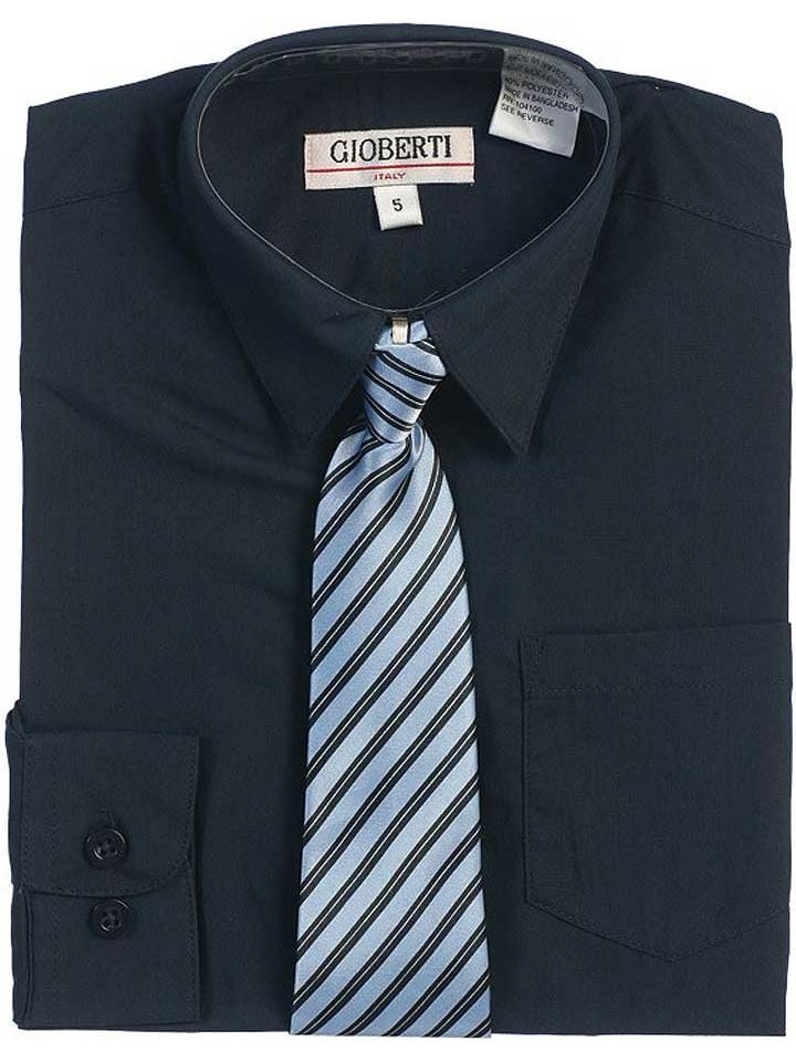 navy blue dress shirt with tie