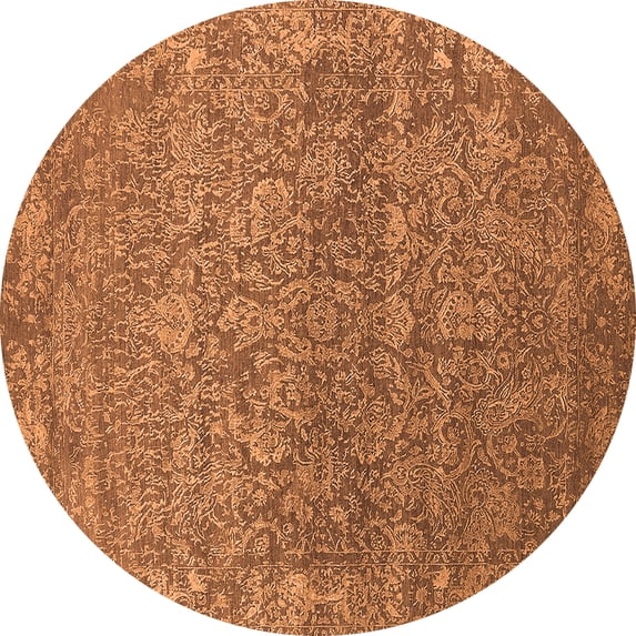 Ahgly Company Indoor Round Oriental Orange Industrial Area Rugs, 5' Round