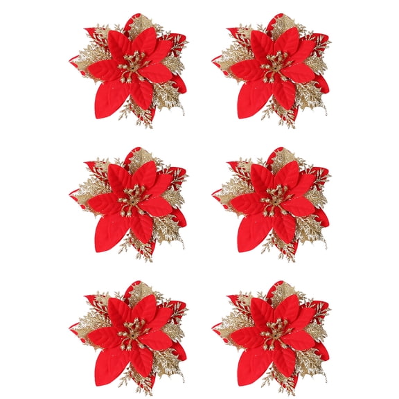 Suncoda Christmas Wreath, 14cm Christmas Ornament Glitter Hollow Leaf Wreath Decoration 6Pcs, Christmas Ornament
