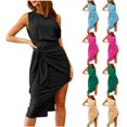 thumbnail image 1 of Yuyuzo Robes de Cocktail pour Femmes Robe Midi Sans Manches à une Épaule avec Fronces Latérales, 1 of 7