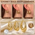 thumbnail image 4 of VEEDOFA Chunky 14K Gold Plated Hoop Earrings for Women, Fashion Hypoallergenic earrings Minimalist Jewelry Gift, 4 of 7