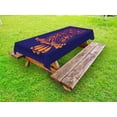 thumbnail image 1 of Indie Outdoor Tablecloth, Ornamental Hand Drawn Owl Figure in Vintage Style Floral Details Wisdom Symbol, Decorative Washable Fabric Picnic Tablecloth, 58 X 120 Inches, Purple Orange, by Ambesonne, 1 of 2
