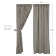 thumbnail image 6 of VHC Brands Ashmont Grey Ticking Stripe Country Farmhouse Panel Curtain Set 84"x40", 6 of 7