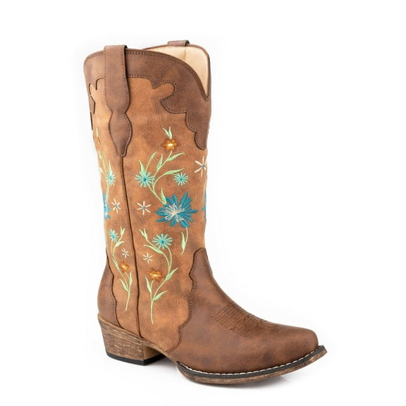 Roper Womens Riley Blossom Floral Embroidered Snip Toe Cowboy Mid Calf Boo