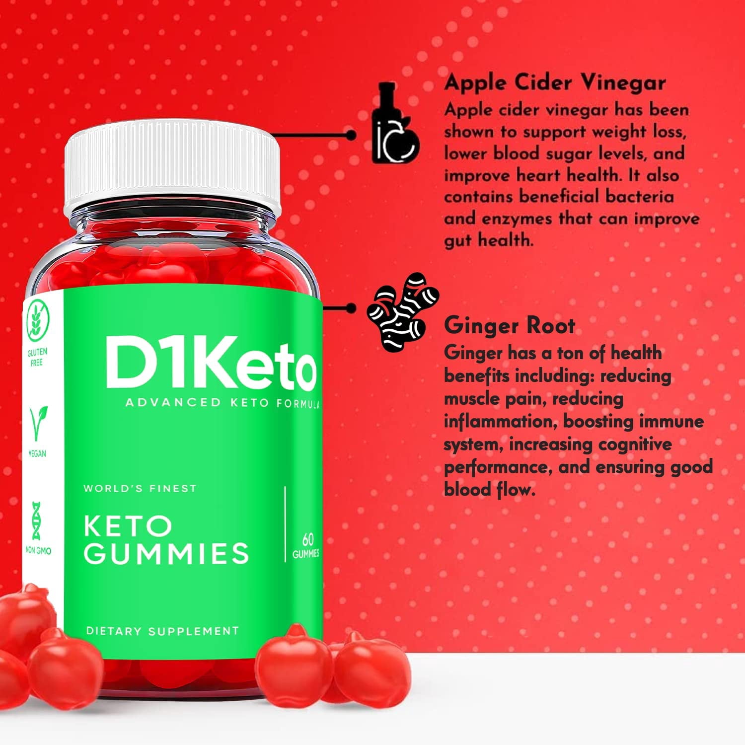 (3 Pack) D1 Keto ACV Gummies - Supplement for Weight Loss - Energy & Focus Boosting Dietary Supplements for Weight Management & Metabolism - Fat Burn - 180 Gummies