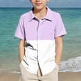 thumbnail image 4 of CYRBOKOToddler Boys Button Down Shirts, Holiday Casual Short Sleeve Comfy Summer Tops Purple Size 9-10 T, 4 of 7