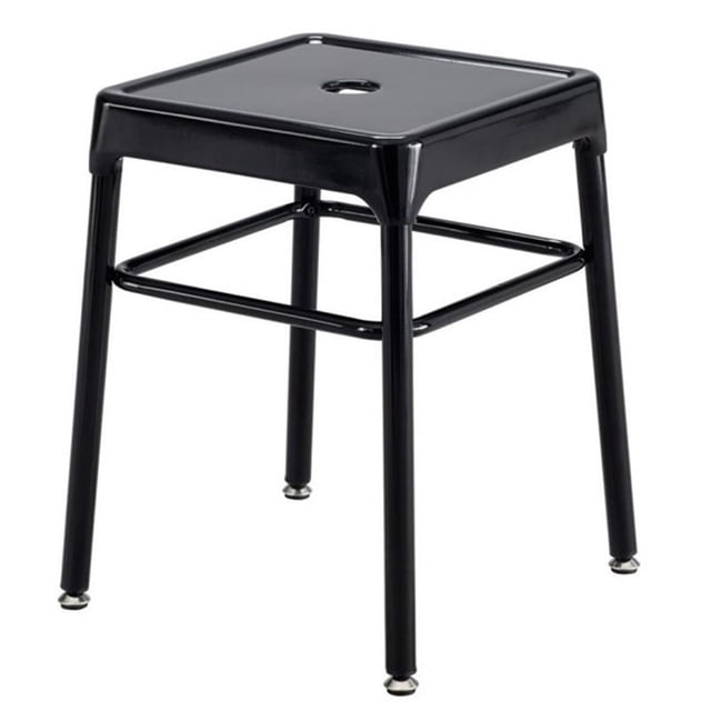Pemberly Row Steel Backless Guest Stool in Glossy Black - 15.25"W x 18"H