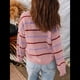 thumbnail image 5 of Suéter de Mujer con Borde Acanalado A Rayas, Larga, Cuello Redondo, Hombros Caídos, Suéteres de Otoño Rosa S, 5 of 6