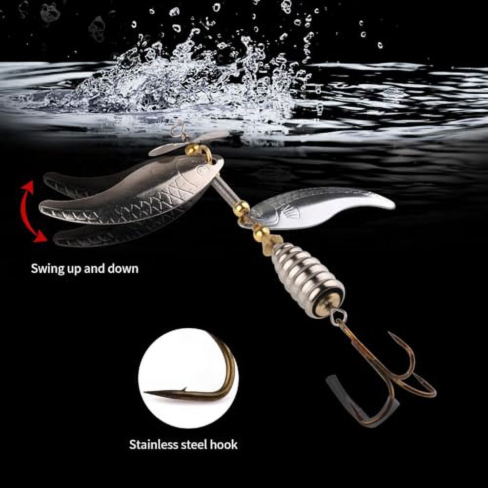 Fishing Lure Spinnerbaits, Bass Salmon Trout Hard Metal Spinner Baits Kit, HENGJIA 5PCS Fishing Spinner Kit Fishing Lures for Lake River Fishing,3.94in/0.51oz