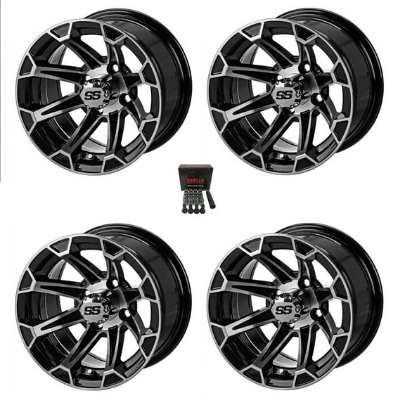 LSI Viking 12" Golf Cart Wheels/Rims Black/Machined Yamaha