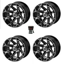 LSI Viking 12" Golf Cart Wheels/Rims Black/Machined E-Z-GO & Club Car