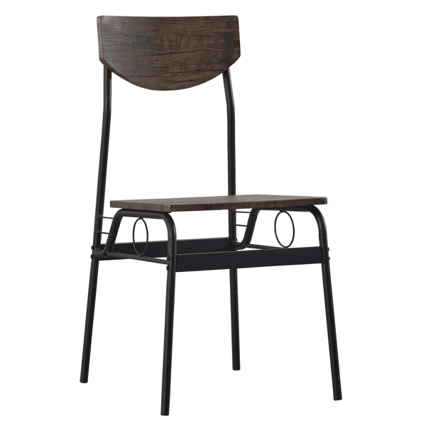 6-Piece Modern Dining Set for Home, Kitchen, Dining Room with Storage Racks, Rectangular Table, Bench, 4 Chairs, Steel Frame - Deep Elm Color