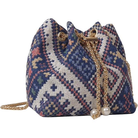 Mini Plaid Print Drawstring Tote Bags Casual Handbags Retro Handbag