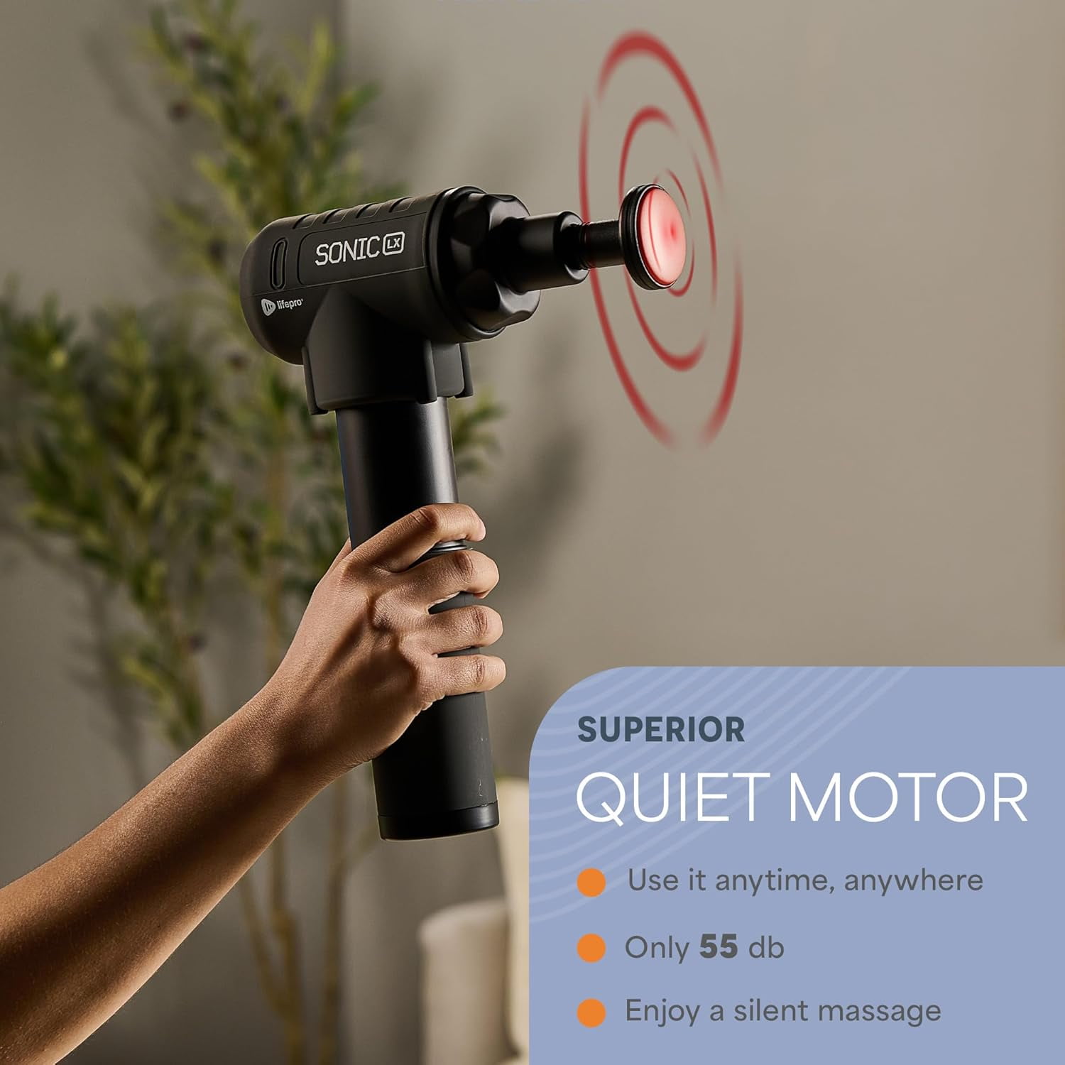 LifePro Sonic LX Massage Gun – Heated Deep Tissue Handheld Massager Gun for Muscle Recovery with 10 Heads, 9 Speeds – Portable Percussion Massager for Athletes - Black