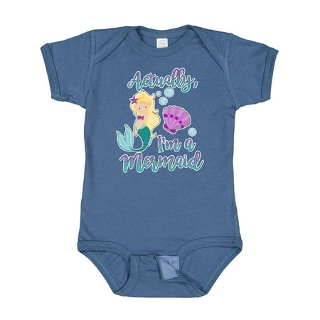 

Inktastic Actually Im a Mermaid with Seashell and Bubbles Gift Baby Girl Bodysuit