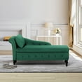 thumbnail image 4 of ACMEASE Upholstered Chaise Lounge with Left Armrest & Lumbar Pillow,Button Tufted Indoor Lounge Chair with Storage, Modern Velvet Lounge Chair for Bedroom, Living Room and Office, Green, 4 of 7