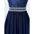 thumbnail image 4 of MSemis Flower Girls Halter Floral Lace Sleeveless Wedding Party Dress Bridesmaid Dress Navy Blue 8, 4 of 7