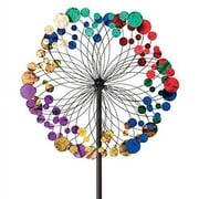 Bits and Pieces - 75" Metallic Kaleidoscope Wind Spinner - Yard Decorations - Kinetic Wind Spinner - Garden Decoration - Rainbow Yard Art