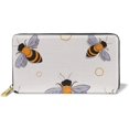 thumbnail image 1 of Bee Funny Colorful Bees Flying Summer Customized Leather Zipper Printed Clutch Bag Wallet Card Large Capacity Long Purse For Women, 1 of 5