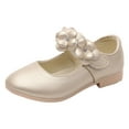 thumbnail image 1 of Sonducket Zapatos de boda de fiesta Aplicaciones amplias Zapatos blancos para niños con correa ajustable delicados y hermosos Calzado Oro 33/20.1cm, 1 of 6
