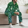 thumbnail image 5 of Wukai Green Disco Lights Men's Long-Sleeve Pajama Set - Comfortable Sleepwear with Button-Down Shirt and Pants-Large, 5 of 6