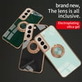 thumbnail image 6 of Electroplated Case for Samsung Galaxy S21 FE, Slim Thin Light Plating Frame Rotatable Metal Ring Holder Bracket Cover with Magnetic Car Mount Rugged Shockproof Anti-Scratches Case, Black, 6 of 9