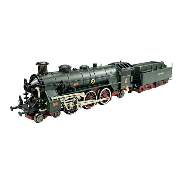 Locomotora de aleación de juguete de tren de vapor eléctrico modelo con motor en movimiento y luces de humo Verde