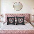 thumbnail image 2 of Set of 2 Decorative Throw Pillow Covers 18x18in - Vibrant Pink Heart with Floral Design Perfect for Couch Bed or Car, 2 of 8