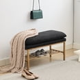 thumbnail image 6 of Linen Upholstered Bench with Metal Legs / Sturdy Support for Various Purposes, 6 of 6