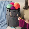 thumbnail image 6 of PAVILIA Crochet Bag Knitting Bag Organizer, Yarn Bag Storage Tote for Crocheting On The Go, Knitting Accessories Supplies Holder with Grommets, Gift for Crochet Lovers Knitters (Charcoal Gray), 6 of 9