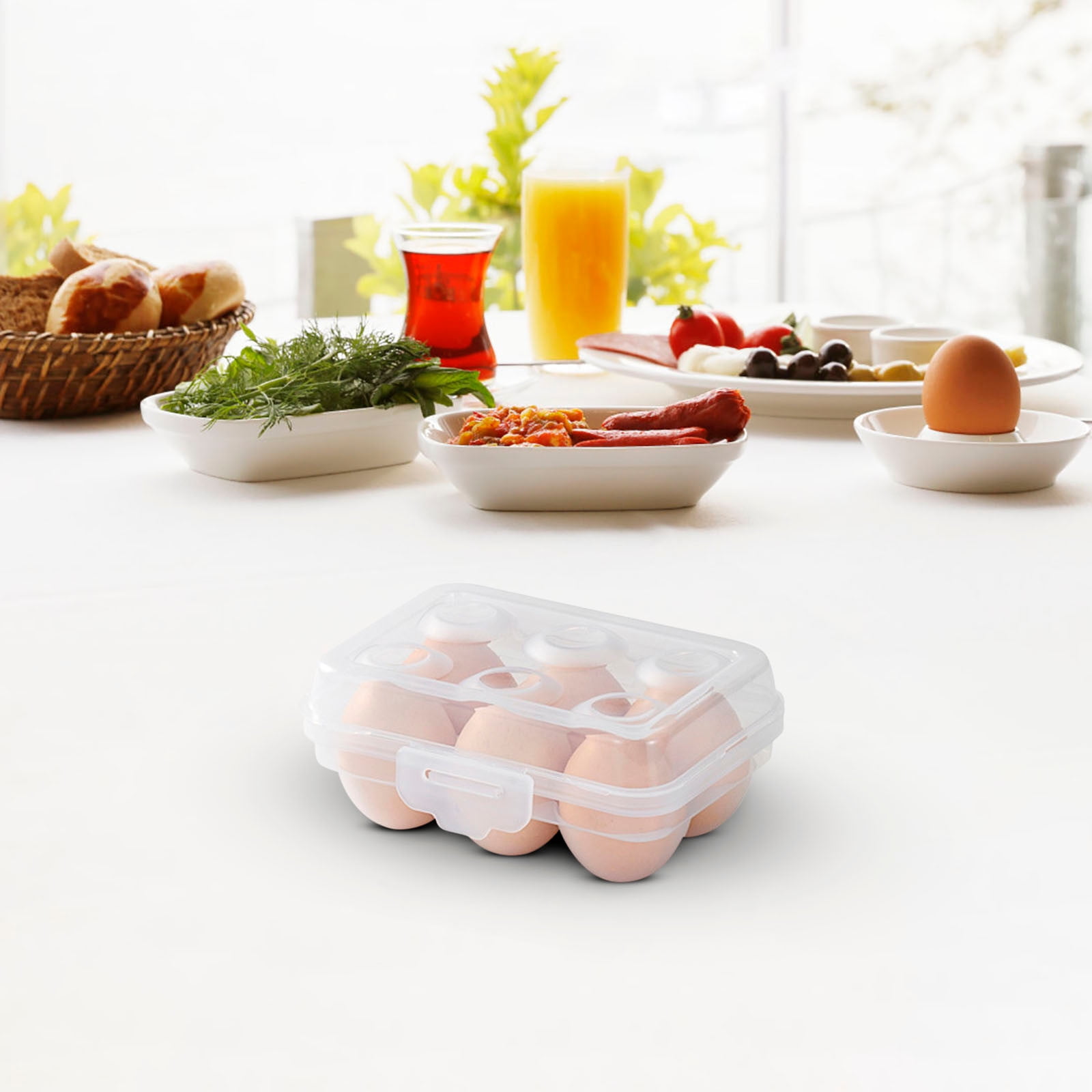 6 Grid Egg Storage Box Refrigerator Crisper Egg Protection Box Portable Egg Carriage Container for Camping Picnic Essential
