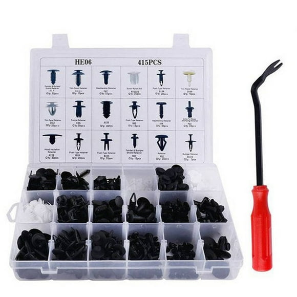 Amdohai 415Pcs Auto Fasteners Kit Door Panel Bumper Fittings Clips Auto Retainer Drive Rivets Trim Push Clip